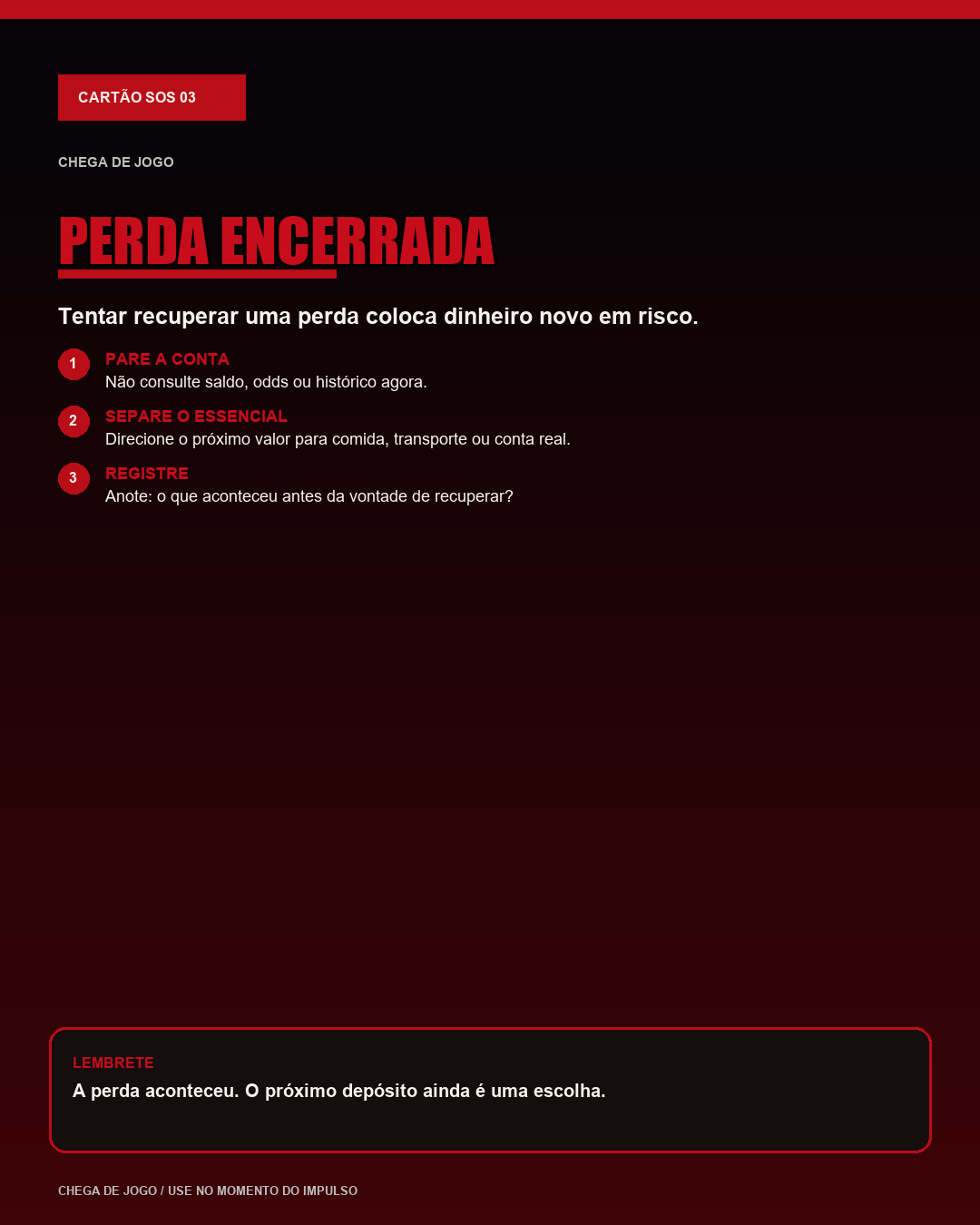 Prévia do cartão SOS Perda Encerrada