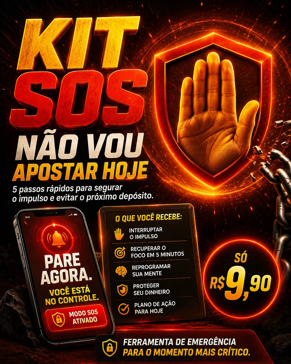 Arte de apresentação do Kit SOS — Não vou apostar hoje.